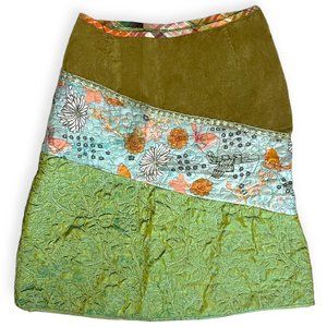 Oilily Vintage Quilt Style Mixed Material Skirt M **See measurements / descr.**